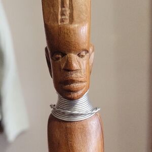 Handcrafted Wooden Kenya Sculpted Knife  with Tribal Silver Accent